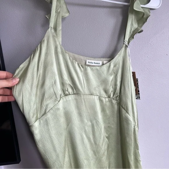 Roller Rabbit Quinn Silk Midi Dress Large Sage Green NEW - Picture 11 of 14
